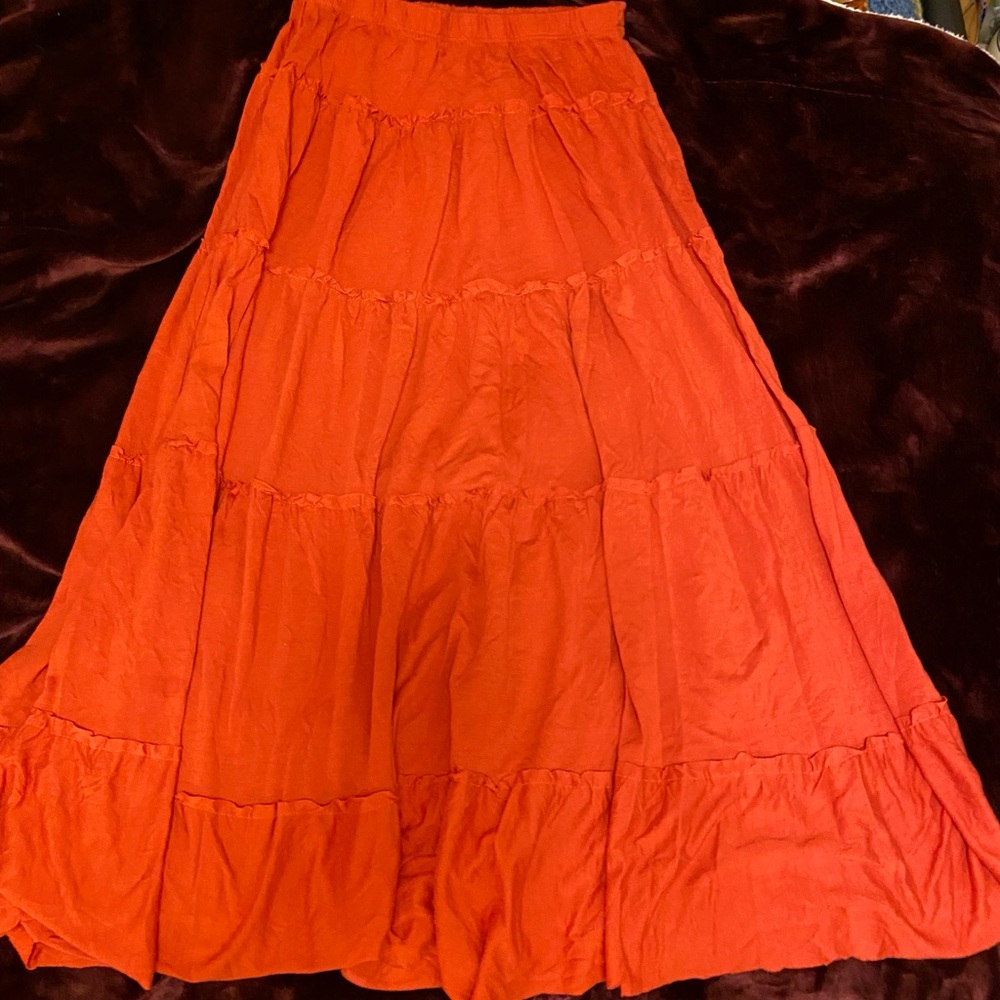 Charlotte Russe Vermillion/Poppy Red Maxi Skirt